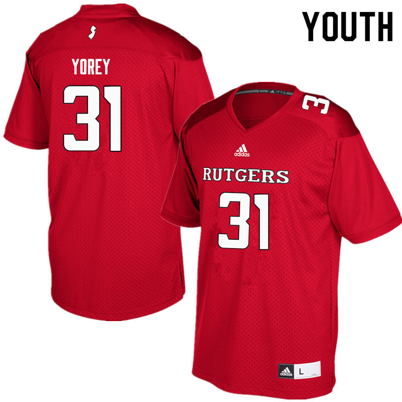 Youth #31 Johnny Yorey Rutgers Scarlet Knights College Football Jerseys Sale-Red